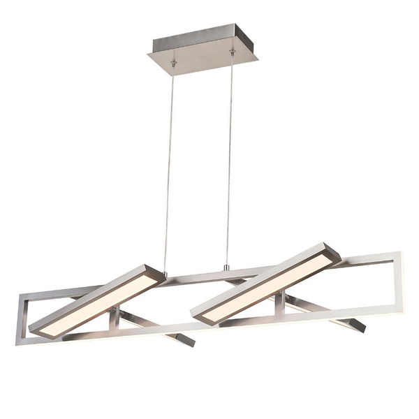 Helix Rectangular Pendant With Four Pivoting Light Guide Diffusers In Brushed Nickel